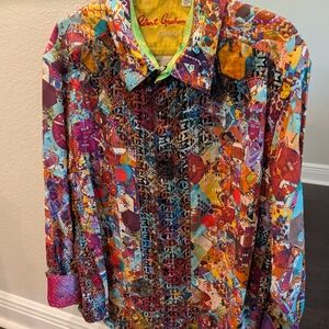 Robert Graham Colorful Geometric Button-Up  Embroidered Button Down
